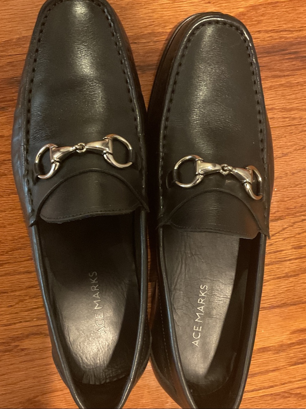 Black Leather Bit Loafers